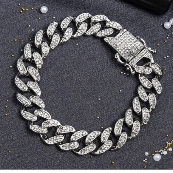 New Cuban link chain bracelet iced out miami hip hop - Picture 1 of 4